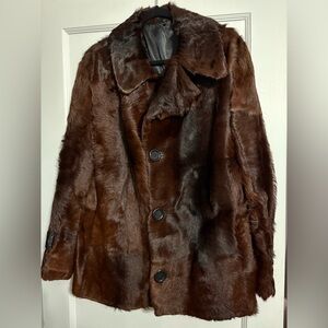 Vintage Cognac Roger Roche Brown Goat Coat